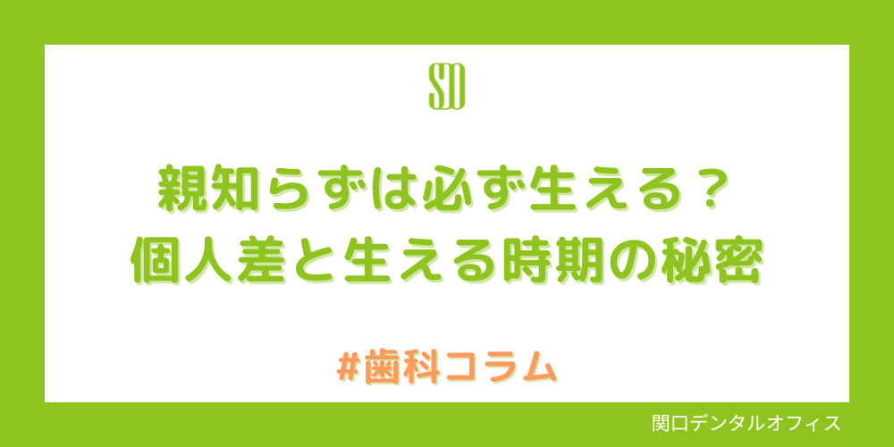 親知らずは必ず生える？個人差と生える時期の秘密｜関口デンタルオフィス埼玉